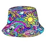 AKMCBSH Psychedelic Bucket Hat - Lightweight Foldable Casual Trippy Art Sun Hat for Men Women Outdoor Activities Fishing Hiking and Travel
