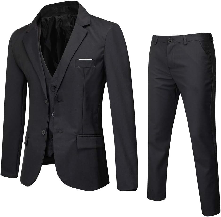 GATMSTZ Men Formal Notch Lapel 3 Pieces Business Suit Slim Fit Party Tuxedo Sets