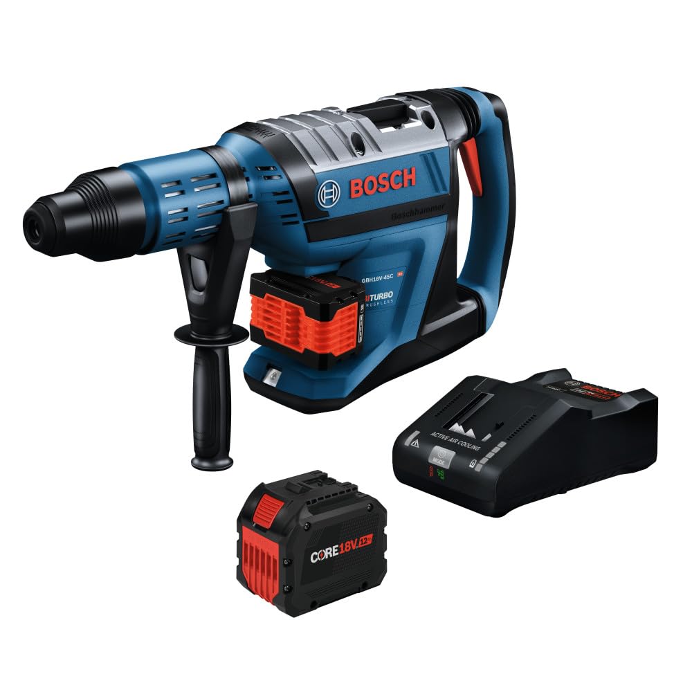 Bosch GBH18V-45CK27 SDS-max rotary hammer kit, 1-7/8 in., PROFACTOR, two CORE18V 12.0 Ah batteries