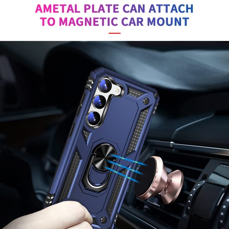 Image of ShieldTech Back Cover for Samsung Galaxy S23 Plus 5G | Rugged Armor Case with Ring Stand | 360 Protection | Shockproof | Camera & Screen Guard (PC, Blue)