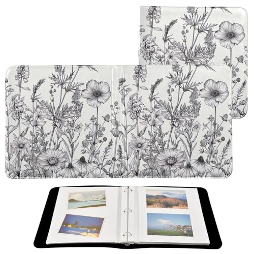 Álbum de Fotos Autoadhesivo DIY Scrapbook con Flores Blanco y Negro, Encuadernador de 3 Argollas, 40 Páginas, 8x10 para Recuerdos miniatura 2