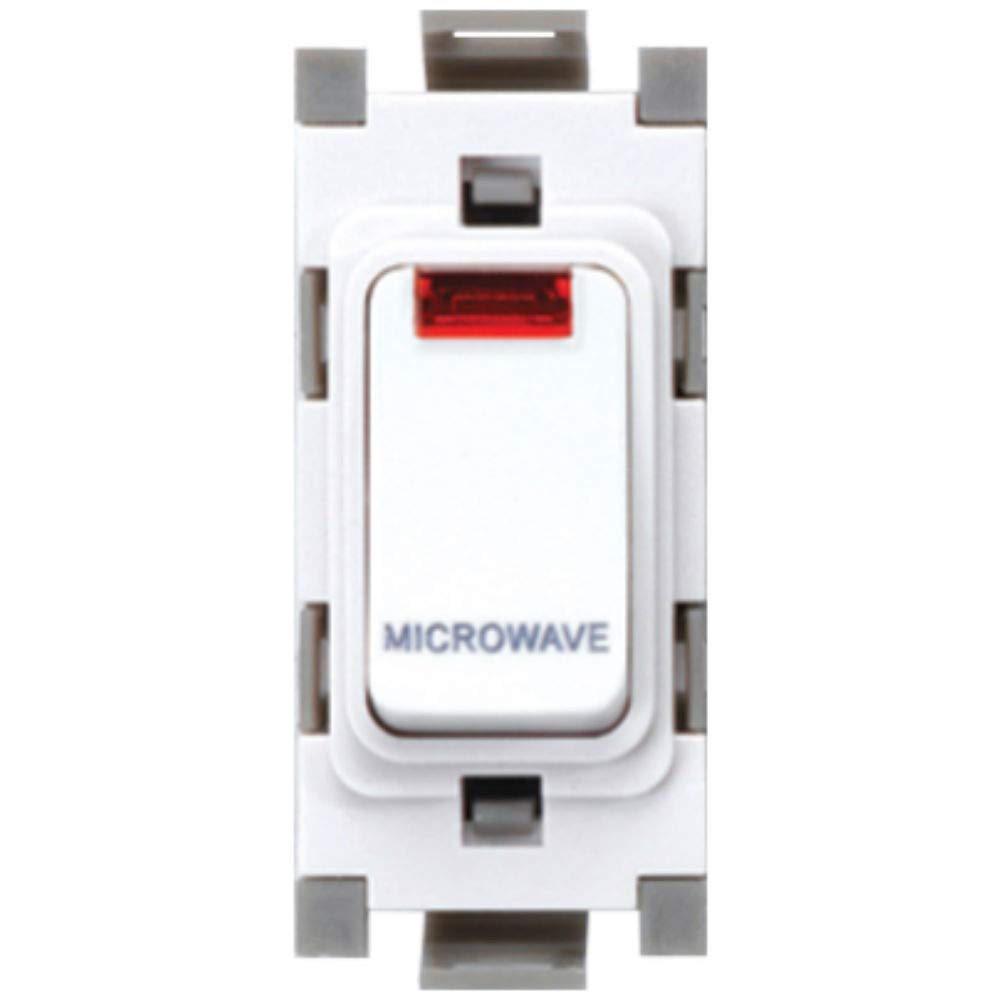Deta G3581 Grid Switch 20 Amp Double Pole with Neon Marked 'Microwave' (White)