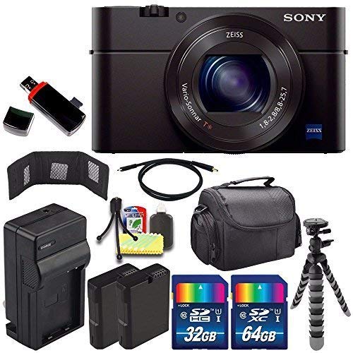 Sony Cyber-shot DSC-RX100M3 Digital Camera + Extra battery + Charger + 96GB Bundle 4 - International Version (No Warranty)