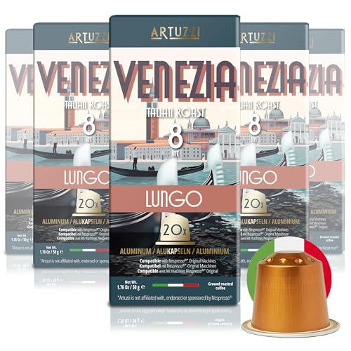 Artuzzi Lungo Venezia 100ct Espresso Pods Compatible with Nespresso Original