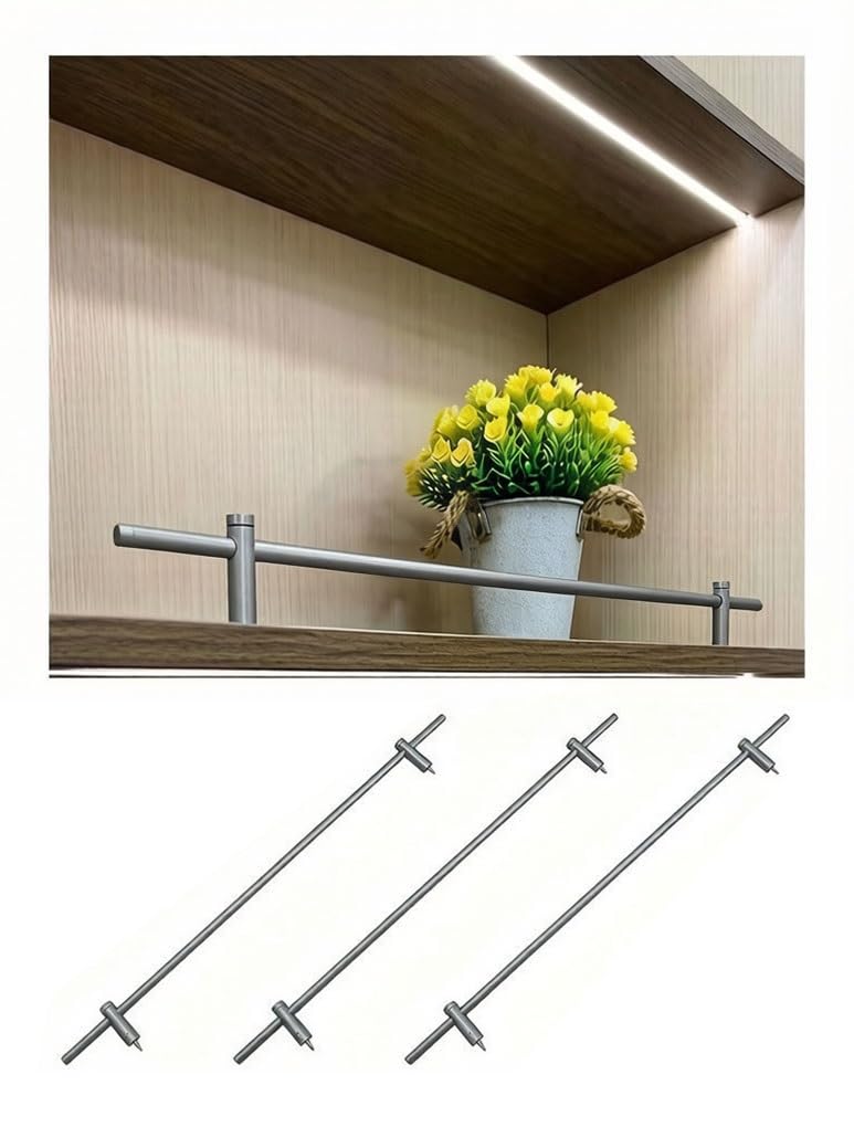 3 Packs Shelf Guard Rail for Floating Shelves, Decorative Shelf Rail Anti-Fall Fence Set Enclosure, Metal Anti-Fall Railing for Bookcase Closet Shoe Rack(3pcs Gray,91cm/36)