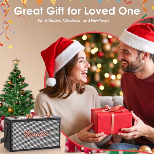 Image of Karaoke Machine, Retro-Design Speaker with 2 Wireless Microphones for Adults & Kids, Portable Karaoke System for Home Party, Bluetooth /AUX /USB /TF /TWS Support, Gifts for Women & Girls