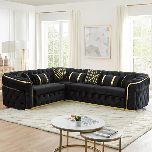 WIN FORCE 110.5' Oversize Velvet Chesterfield Sofa Set,...