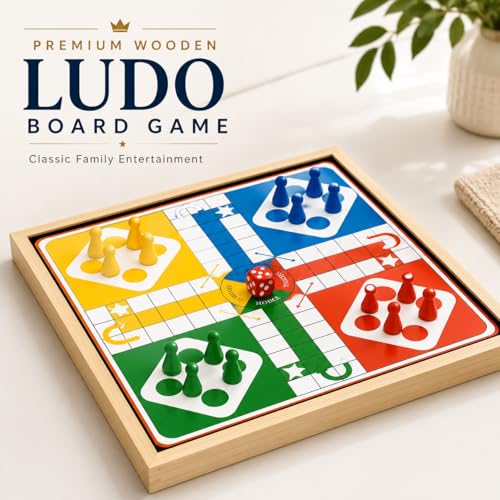 Image of 2 in 1 Wooden Magnetic Board Game | Ludo + Snakes & Ladders Combo | 30x30 cm Travel Friendly Family Game | Classic Indoor Game for Kids & Adults (2-4 Players)