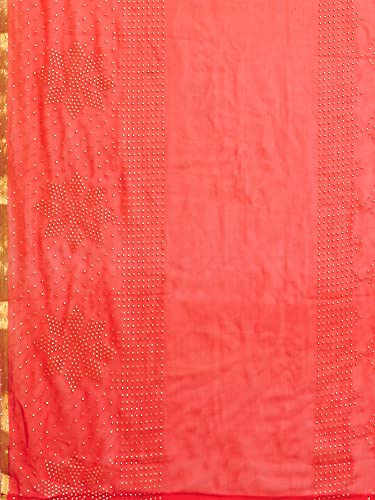Image of AKHILAM Women's Chiffon Embellished Saree With Unstitched Blouse Piece (Orange DOLY3302)