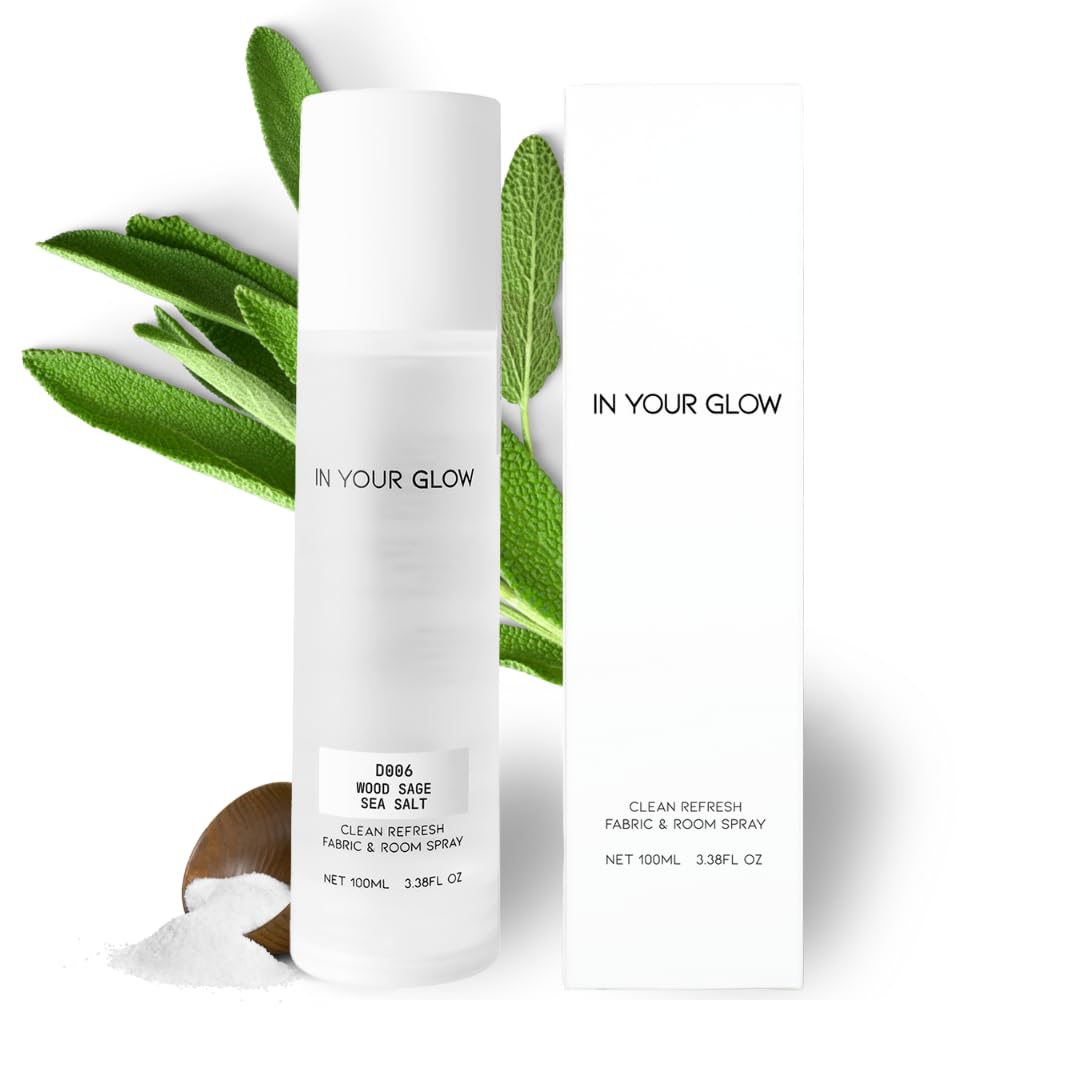 In Your Glow Fabric &amp; Room Mist Spray– Long-Lasting Clean Scent, Unisex Luxury Fragrance &amp; Odor Eliminator, 100ml- D006 WOOD SAGE SEA SALT