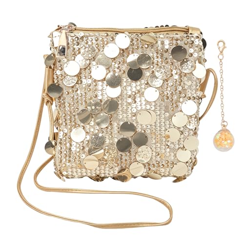 Tutukyle Damen Clutch Gold Glitzer Tasche Pailletten Crossbody Umhängetasch Kleine Handtasche Schultertaschen Glitzer Handytasche für Fasching Hochzeit Party Freizeit Date Shopping