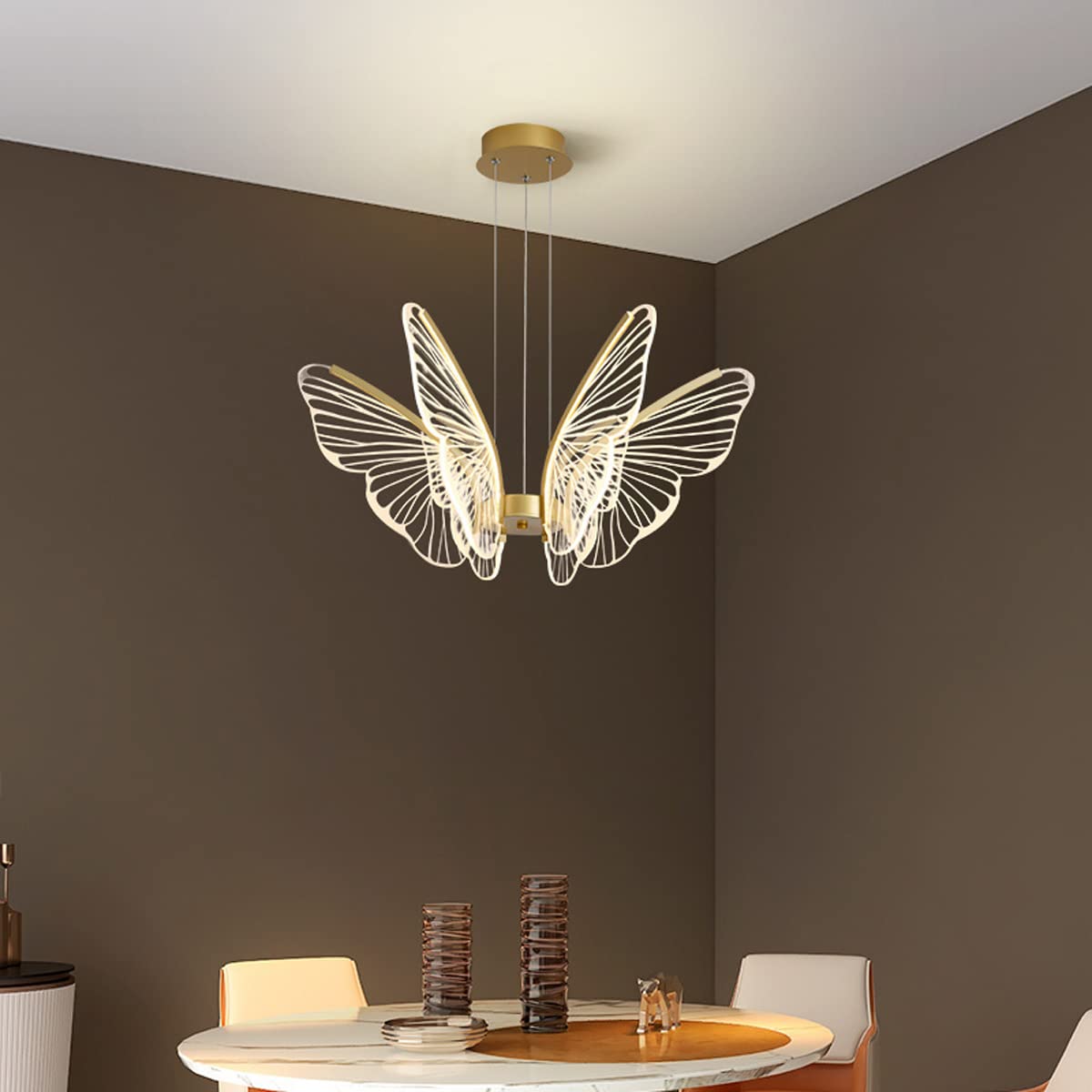 Lustre LED papillon à intensité douce pour éclairage de chambre luxe - 8