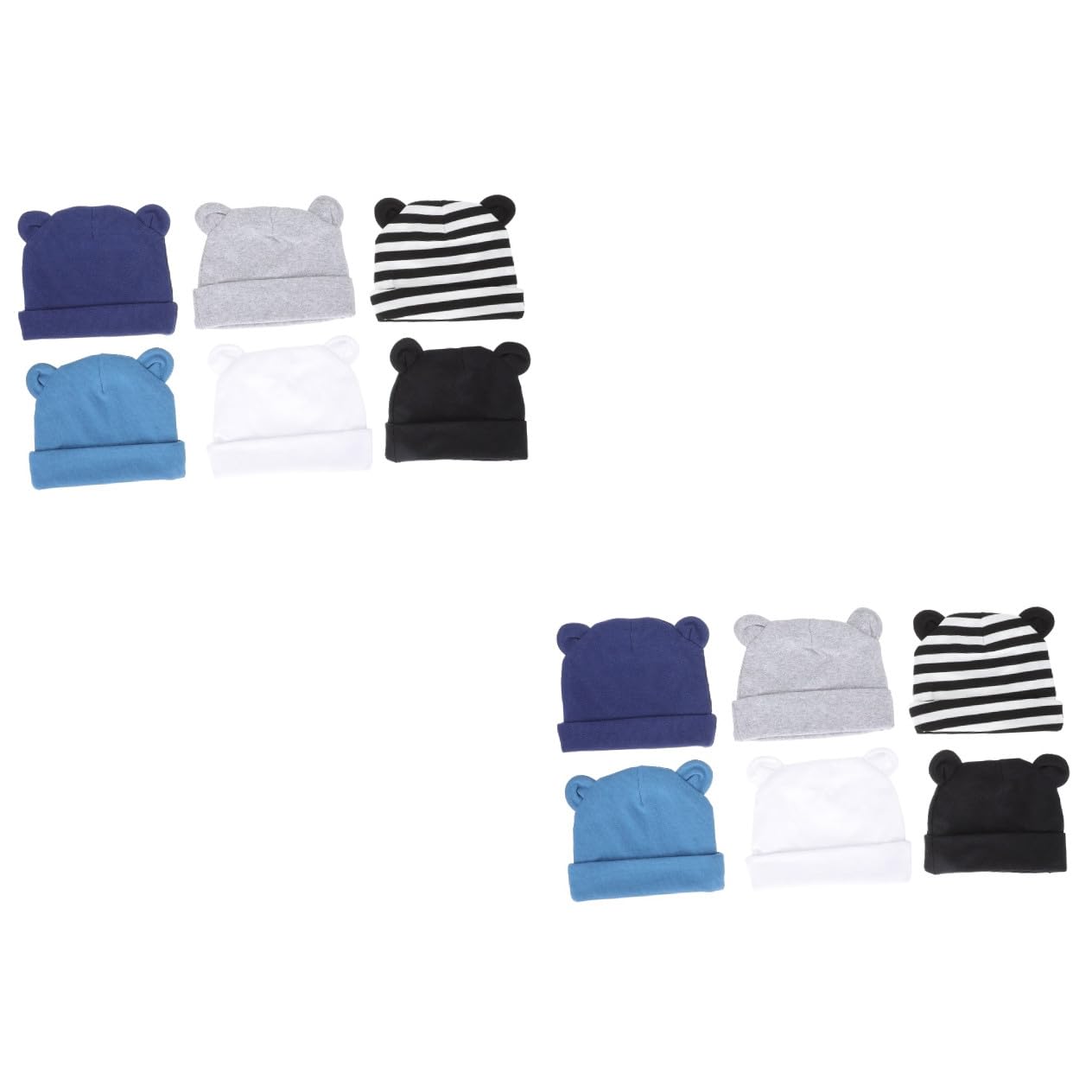 GALPADA 12piezas Gorro De Algodón para Niño Niña Pack De Sombreros Infantiles Orejas De Oso Protección Cómoda y Transpirable para Recién Nacidos Marino Denim Rayas