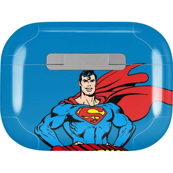 Skinit Decal Audio Skin Compatible with AirPods Pro 2nd Gen - Officially Licensed DC Comics Superman Classic Art Pose Design
