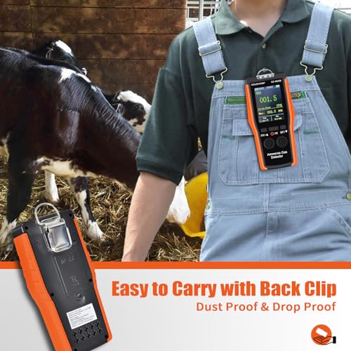 3-in-1 Ammoniak-Gas-Detektor mit Alarm Hochpräziser Sensor misst 0~100 PPM NH₃, Temperatur/Luftfeuchtigkeit, geeignet für landwirtschaftliche Haushalte, industrielle Fabriken GC-9000B