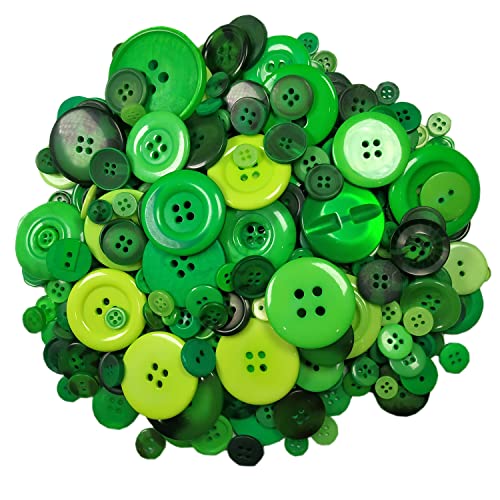 NiidodKatzi 600-700 pcs Round Resin Buttons Assorted Sizes for Crafts Sewing DIY Manual Button Painting DIY Handmade Ornament Buttons 2 Holes and 4 Holes (Green)
