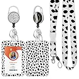 ID Badge Holder with Lanyard,Retractable ID Badge Card Holders Detachable Neck Lanyard Strap with Badge Reel and Vertical ID Holder for Nurse Students Teachers Office Staff(Polka Dot)
