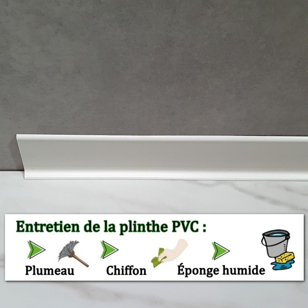 MadeInNature Battiscopa in PVC bianco robusto altezza 8 cm o 10 cm, battiscopa in plastica di lunghezza 2 metri, battiscopa in vinile spesso (bianco, altezza 100 mm x lunghezza 10 metri)