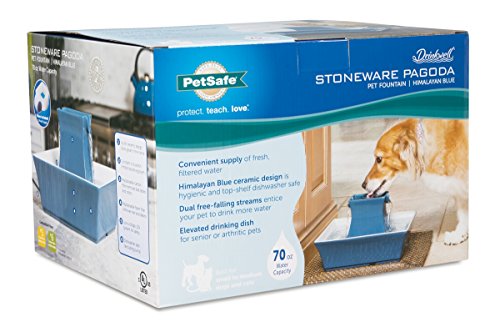 PetSafe-Cat-and-Dog-Water-Fountain-Automatic-Water-Dispenser-Drinkwell-Pagoda-Ceramic-Fountain-for-Pets-Filter-Included-Blue-70-oz-ModelPWW00-14898 Ceramic Fountain for Pets