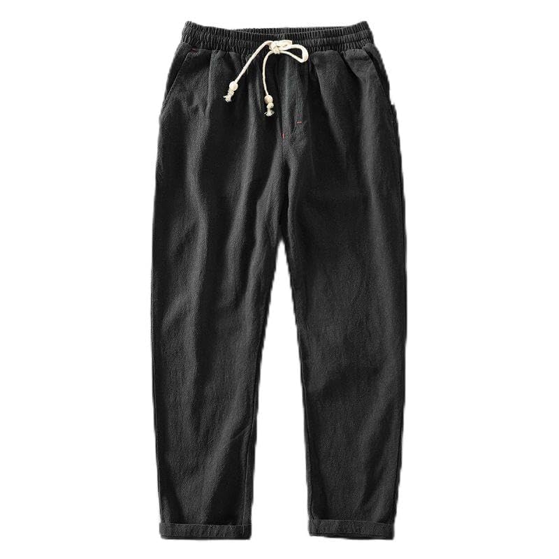 Drawstring Linen Pants, Relaxed Fit, Light Gray, One Size