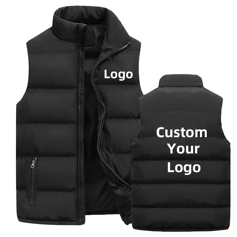 Custom Logo Autumn Winter Men Coats Jackets Vest Fashion Thick Stand Collar Cotton Personalized Jacket Sleeveless2