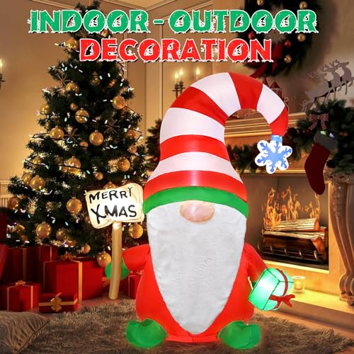PAETAE Christmas Inflatables Gnome, 4FT Blow Up Christmas Gnome Outdoor Decorations, Inflatable Yard Decoration, Christmas Holiday Gnome Decor for Party, Home, Garden