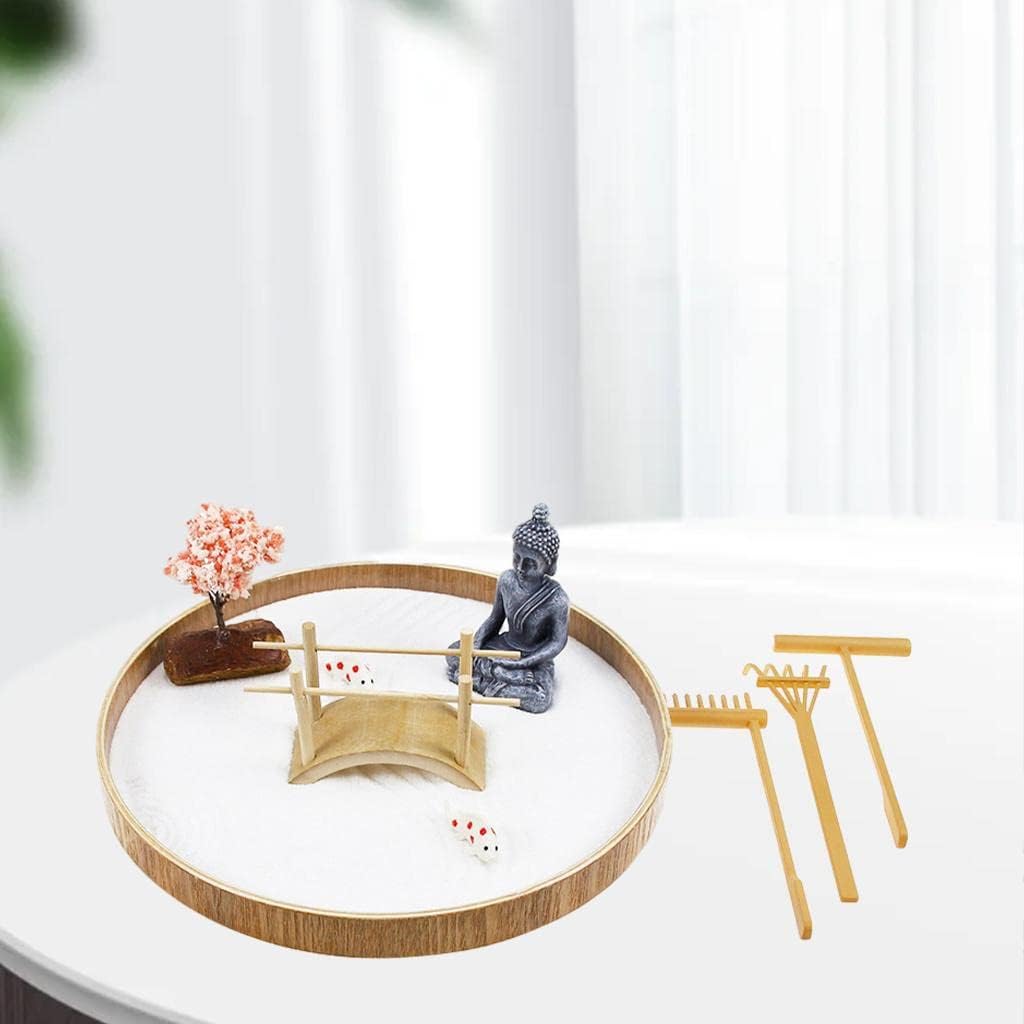 Buddha Zen Sand Garden Buddha Statue Meditation Ornament Micro Landscape Garden Sand Zen Garden Kit for Home