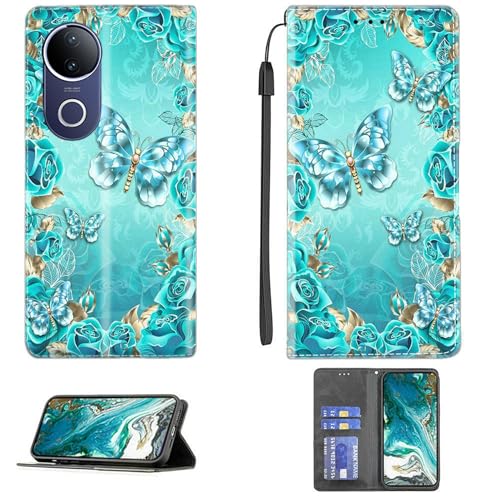 Custodia Comaptibile per Vivo V50E Case Cover Supporto Premium in PU con 9H HD Vetro Temperato CPT28