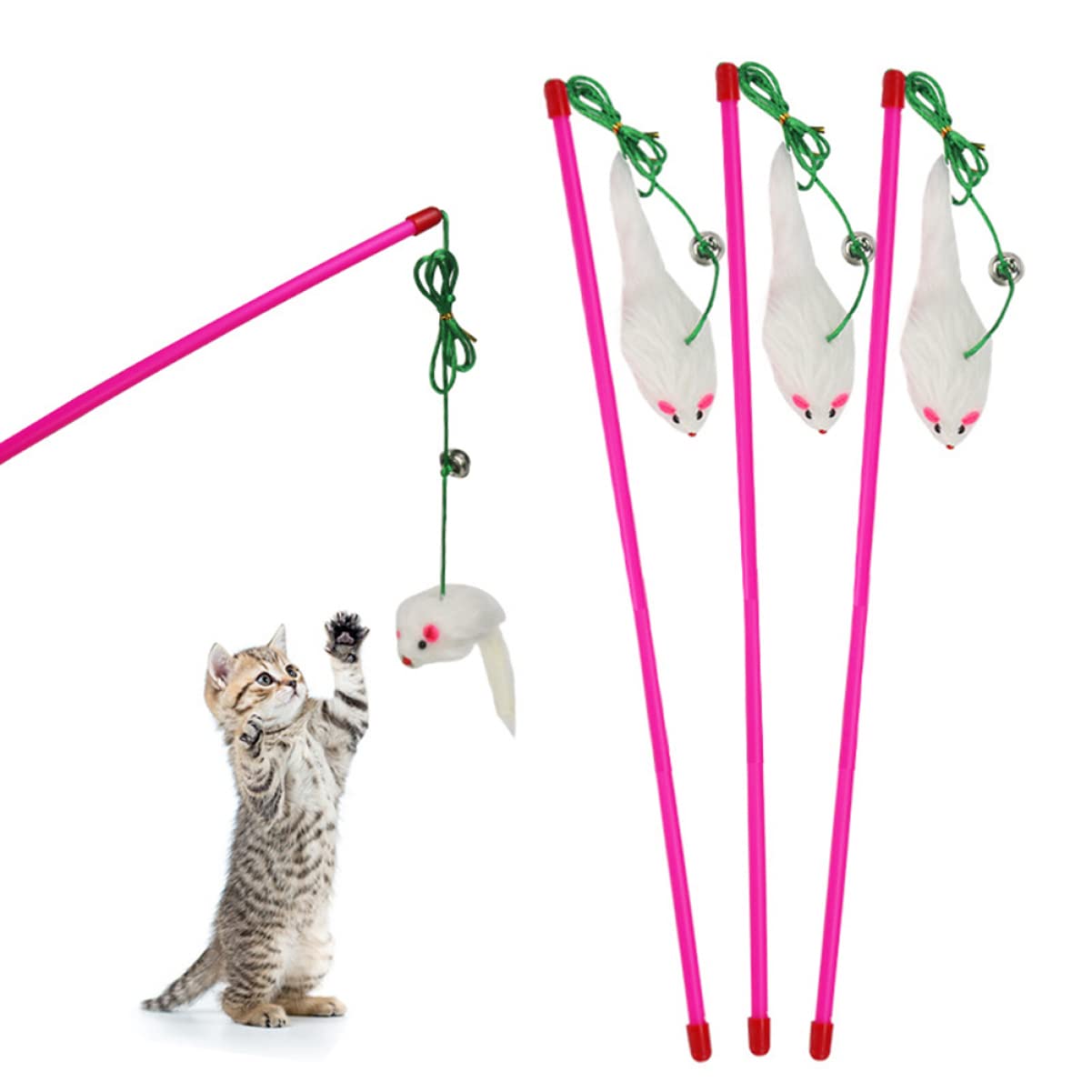 FRCOLOR 15stücke Teiliges Interaktives Katzenspielzeug Mit Plüschmaus Lustiger Teaser Für Katzen Fördert Aktives Spielverhalten Farben Zufällig Stärkt Die Bindung Zu Ihrem Haustier