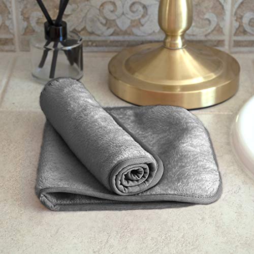 Image of Eurow Reusable Makeup Remover Cloths, Soft Microfiber Face Towels for All Skin Types, Chemical-Free, Protective, Machine Washable, Gentle & Effective Facial Cleansing, 8 inchx16 inch, Gray, 2-Pack