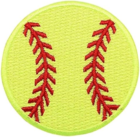 Patches DIY Softball Applique Patch Neon Yellow, Sports Badge 2.25" (Iron on)