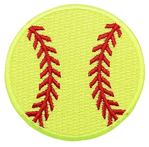 Patches Diy Softball Applique Patch Neon Yellow, Sports Badge 2.25" (Iron On) #TOP3