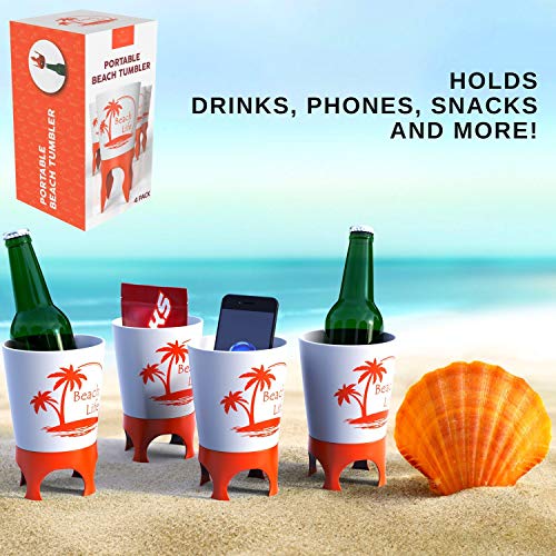Beach-Vacation-Accessories-4-Beach-Cup-Holders-Sand-wBottle-Opener-Spikes-Beach-Drink-Holder-Coaster-Spike-Cups-for-Women-Men-Adults-Sand-Cup-Holders-Beach-Lover-Gifts-Beach-Cup-Holder-Items 513nlA3X02L