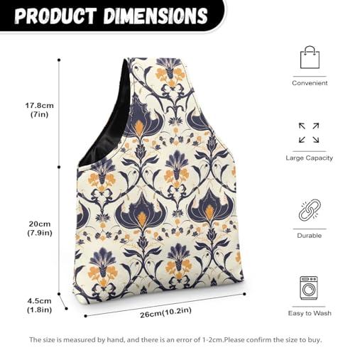 Image of ZUXONGSY Damask Floral Knot Yarn Tote Bags for CrochetingH Portable Yarn Bags for Crocheting on The Go Travel Yarn Storage Handbag