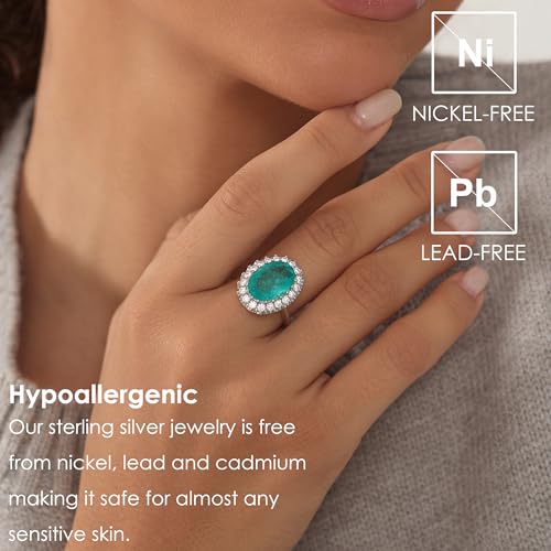 Michooyel S925 6ct Paraiba Oval Cut Promise Ring for Women Sterling Silver Cubic Zirconia Engagement Wedding Ring Bands for Women2