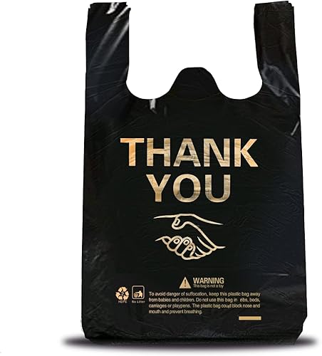 Ysmile - 50 bolsas de plástico de agradecimiento para tienda minorista compras mercancías bolsa desechable Togo a granel de 12 x 19 pulgadas color