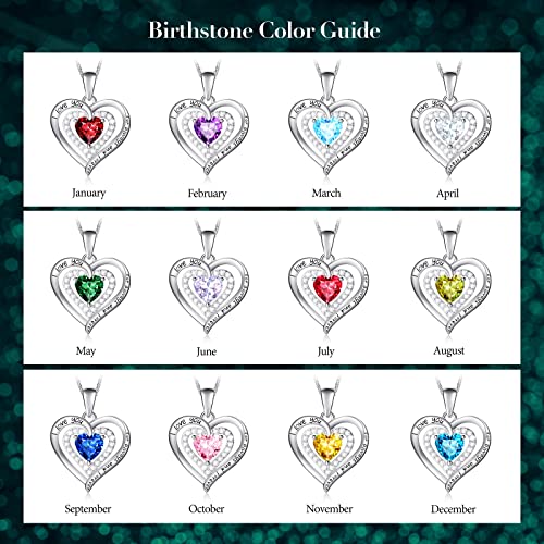 Sterling Silver Birthstone Necklaces For Women Forever Love Heart Pendant Necklace Created Emerald Jewelry Anniversary Valentines Day Gifts Birthday Gifts For Mom Wife Girls Her Grandma #TOP7