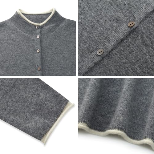 Image of GOELIA Pure Cashmere Wool Cardigans Womens Sweaters Trendy Long Sleeve Button Down Cozy Loose Fit Knit Going Out Tops