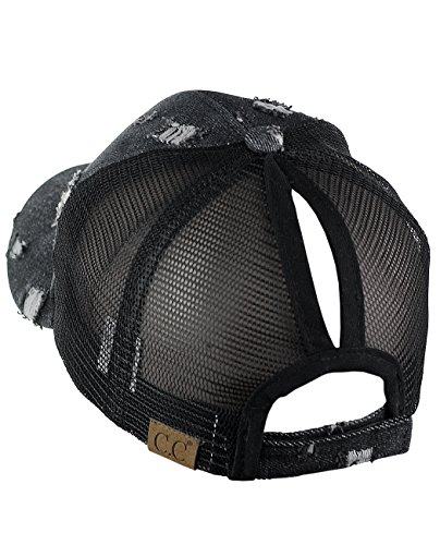 Image of C.C Ponycap Messy High Bun Ponytail Adjustable Mesh Trucker Baseball Cap Hat