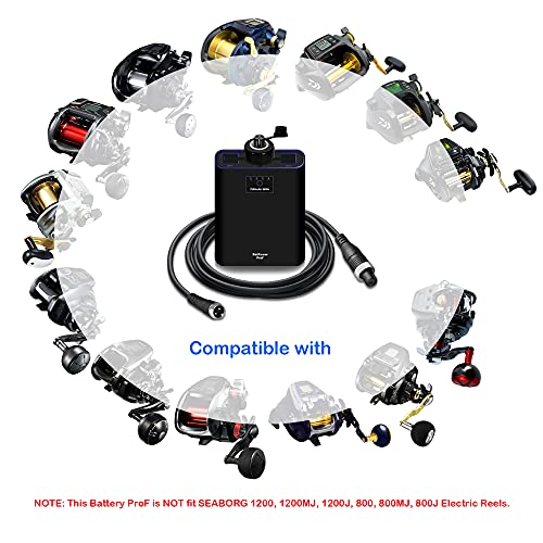 Batpower 7.8Ah Prof Electric Fishing Reel Battery For Daiwa Tanacom 1200 1000 750 500 Seaborg 500Mj Leobritz Shimano Plays Beastmaster Forcemaster Electric Reels Battery With Charger & 2M Power Cable #TOP5