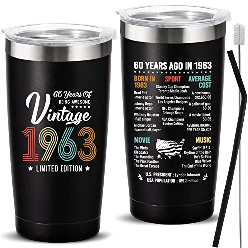 60Th Birthday Gifts For Men, Gifts For Men Turning 60 Year Old, Age 60 Gifts For Him, 60Th Bday Gifts Sixtieth Birthday Party Favor Decorations For Women, 60Th Birthday Gifts Ideas Tumbler Cup 20Oz #TOP25