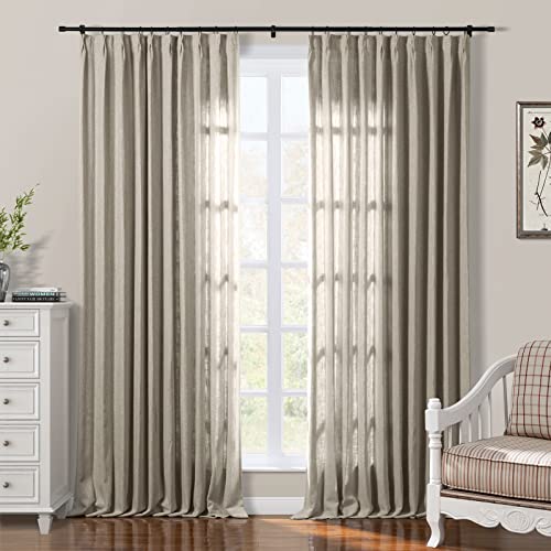 ChadMade Extra Long Cotton Pinch Pleated Drape 108 inches Long for Girls Boys Room Kids Room 84Wx102L, 1 Panel, Oak, Sarai Collection