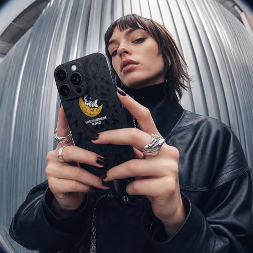 Image of Cosmic Silicone Astronaut Case for iPhone 14 Pro Max, Cute Soft Touch Designer Protective Cover, AstroShield Shockproof Defense with Matte Anti-Slip Grip | Lunar Eclipse