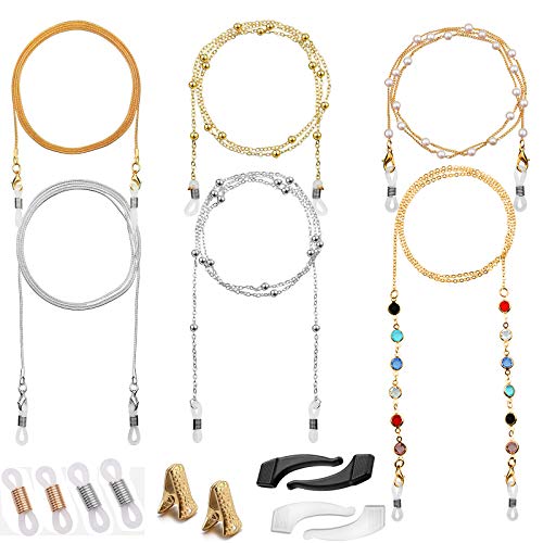 Eyeglass Chains for Women with Clips Fashion Beaded Necklace Holder Mask Lanyard Around Neck Sunglass Reading Glasses Cords 6 Pcs by Fullgren