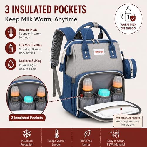 Image of Diaper Mommy Bags For Mothers for Travel - Hospital Baby Maternity Bag for Delivery Women - New Born Baby Essentials - Water-Resistant Fabric & Insulated Bottle Holders - 22 L, 13 Pockets
