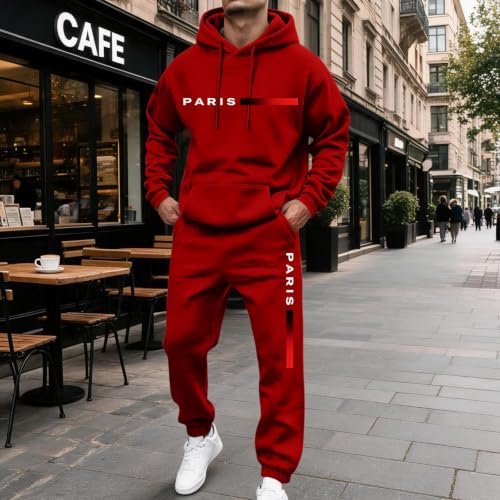 Sweat Set for Men Baggy Hoodies Fleece Sweatpants Joggers 2 Piece Sets - image 2
