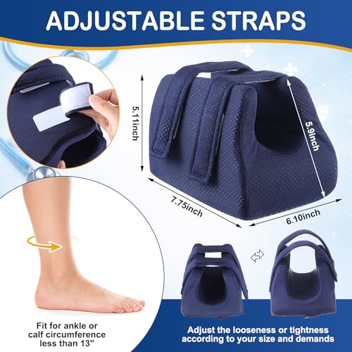 Image of Novabright 2 Pcs 3D Heel Protectors Foot Wedge Pillows Support Boot Bed Sore Pillow for Pressure Sores Bedridden Patients Relief Pressure Ankle Ulcers (Navy Blue)