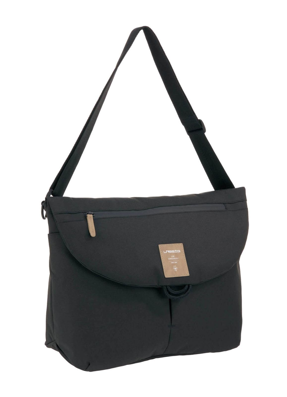 LÄSSIG Baby Wickeltasche inkl. Accessoires/Green Label Manu Messenger Bag black