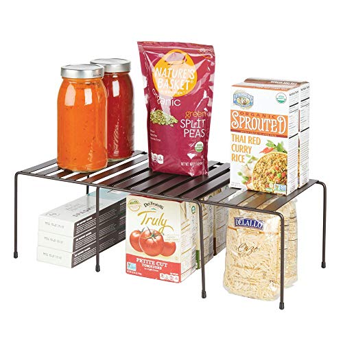 mDesign étagère de cuisine (lot de 2) u0096 égouttoir ajustable en métal pour plus du0092espace de rangement u0096 étagère cuisine antidérapante rétractable u0096 couleur bronze