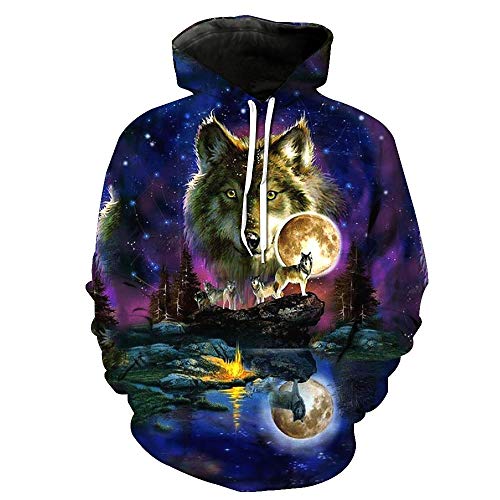 QIANMEI Impression numérique Poche Pull Pull avec Capuche Afflux d'hommes et Hommes Chandail à Capuchon (Color : A, Size : L) Cover